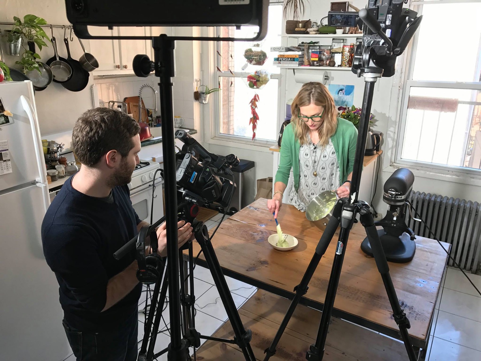 A two-camera cooking shoot