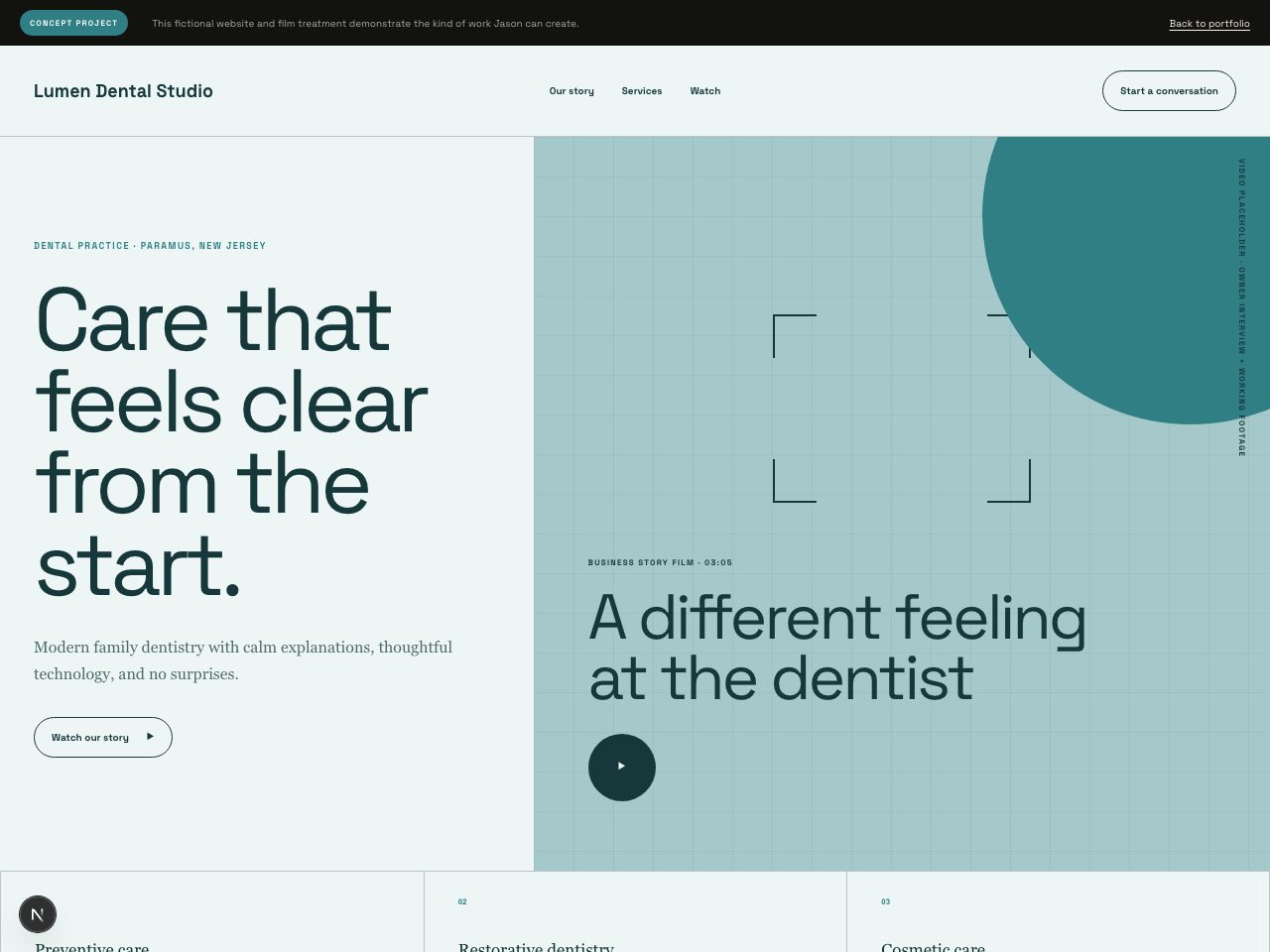 Lumen Dental Studio concept website