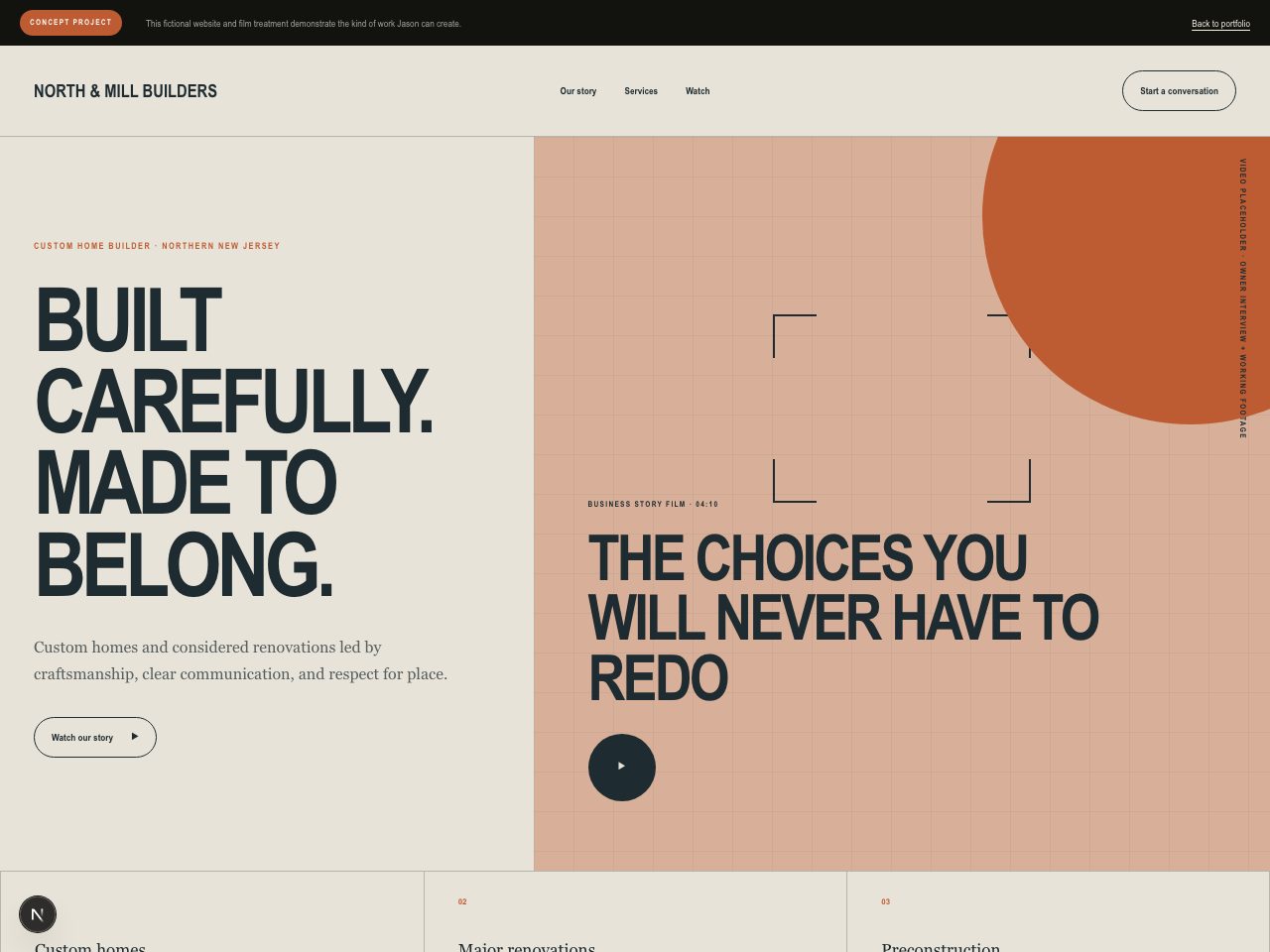 North & Mill Builders concept website