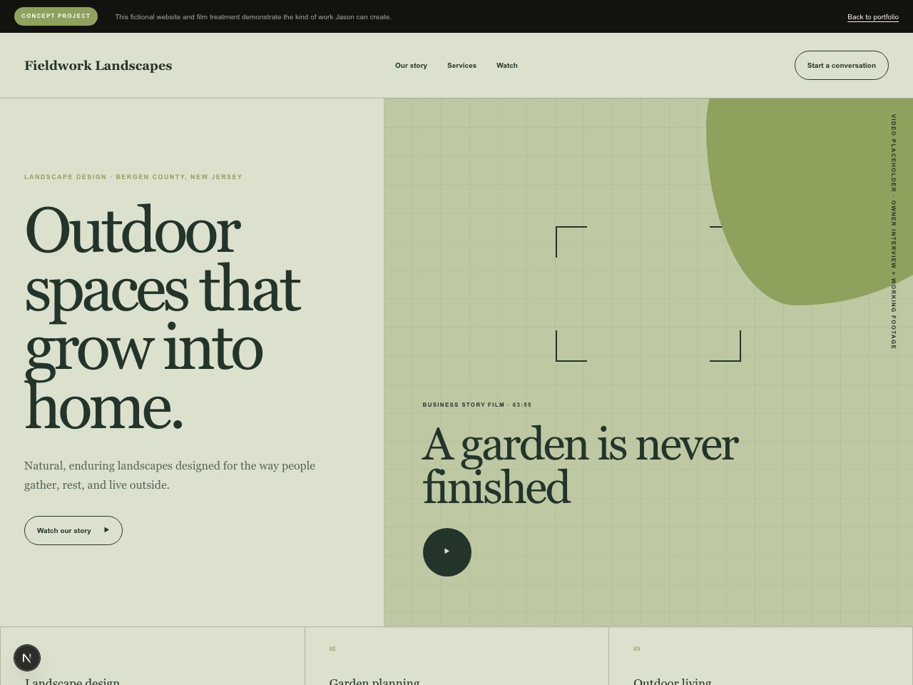 Fieldwork Landscapes concept website