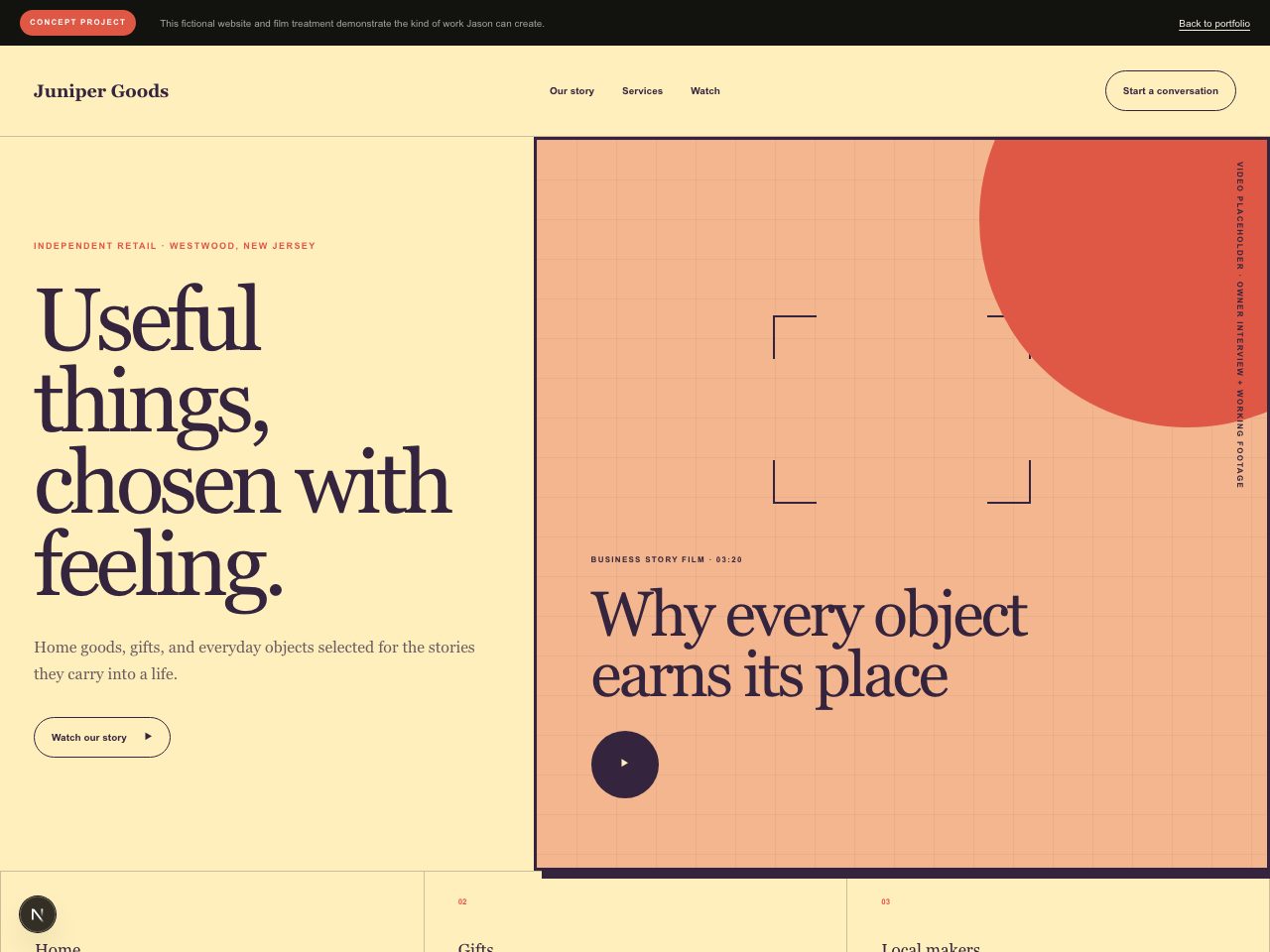 Juniper Goods concept website